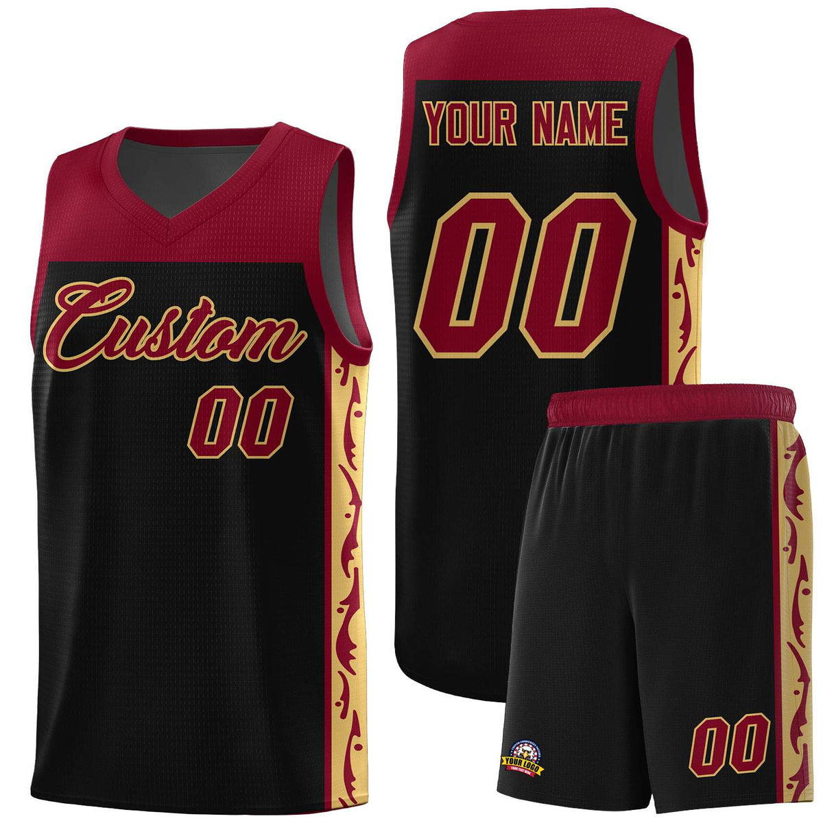 Custom Black Side Pattern Sports Uniform Basketball Jersey|KXKSHOP