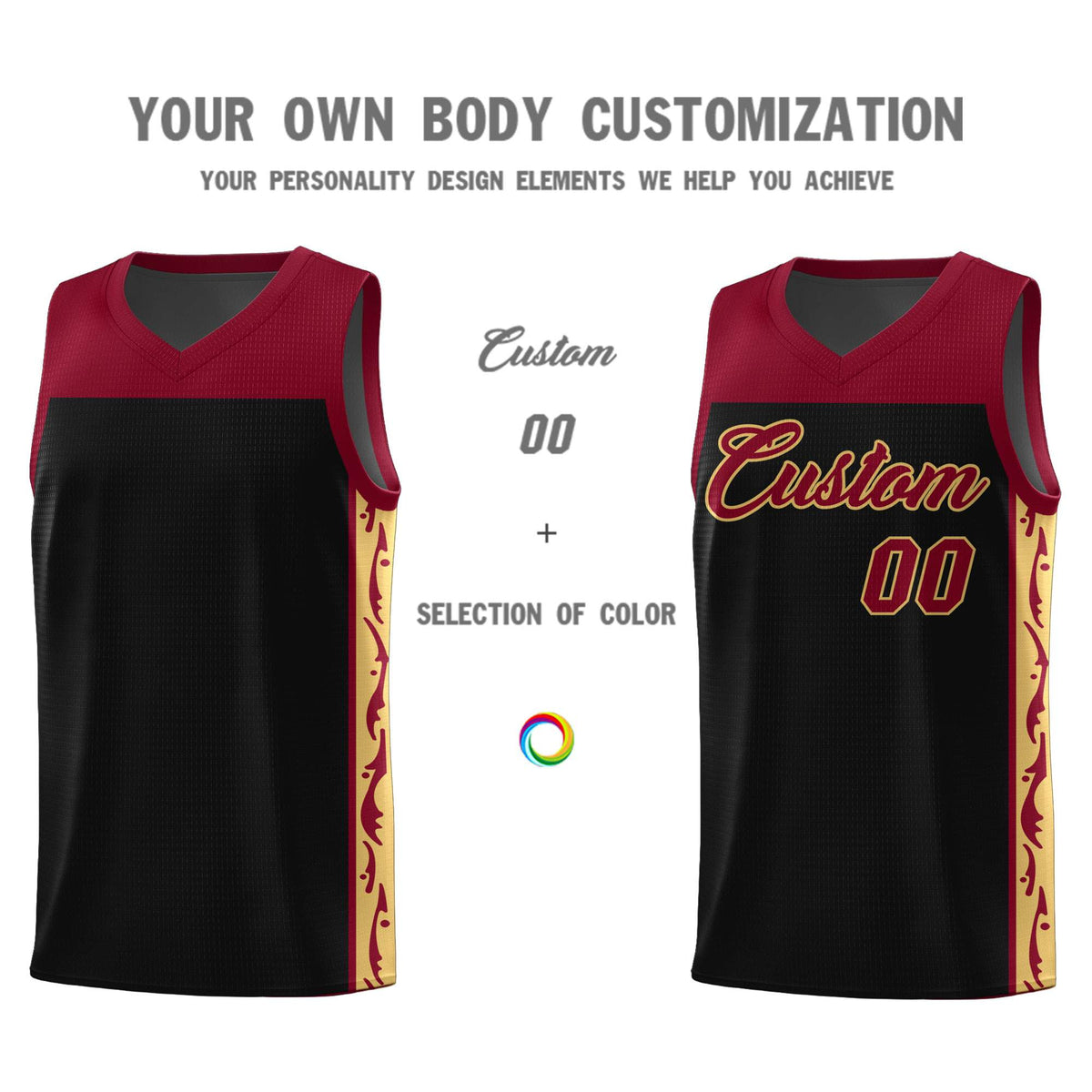 Custom Black Side Pattern Sports Uniform Basketball Jersey|KXKSHOP