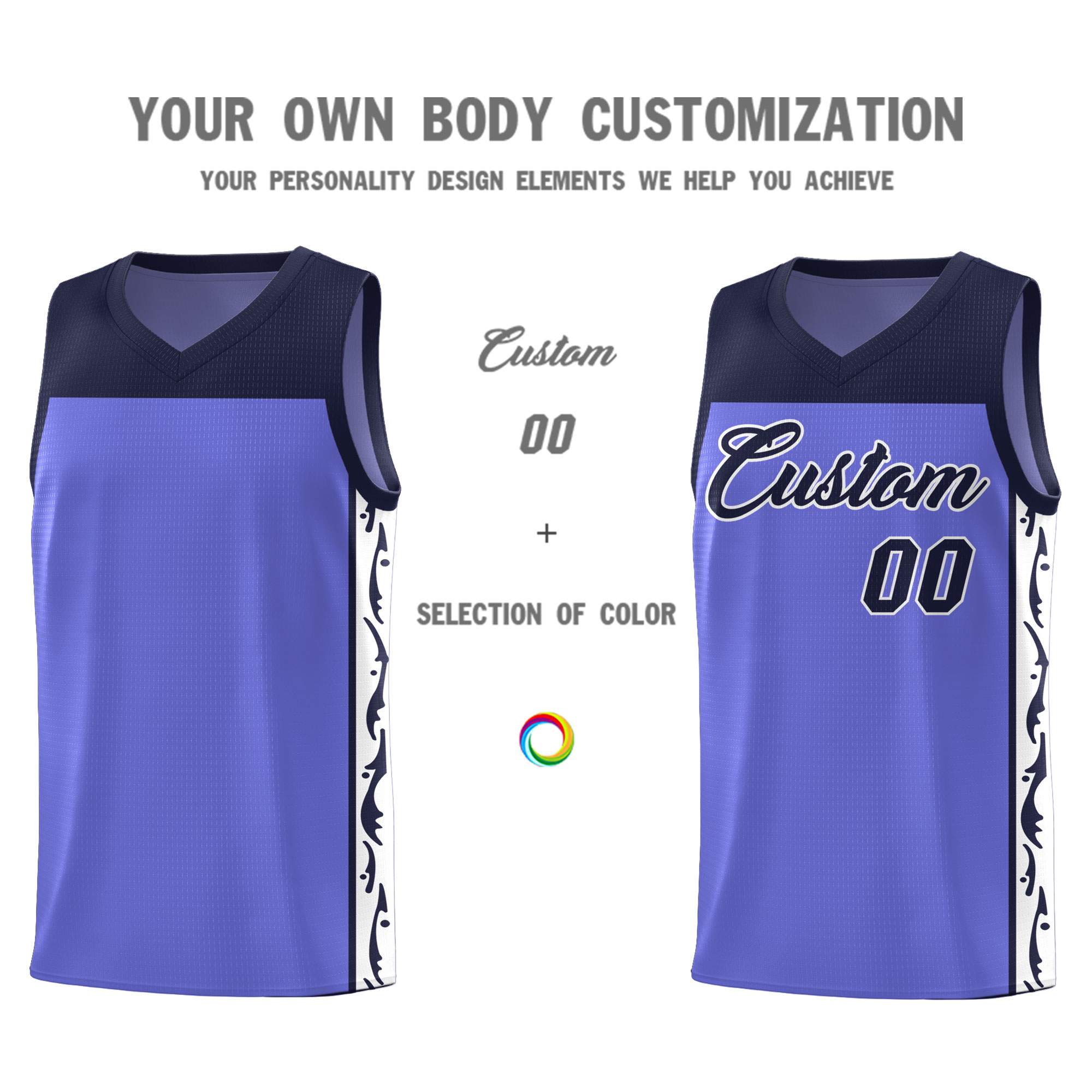 Custom Purple Side Pattern Sports Uniform Basketball Jersey|KXKSHOP
