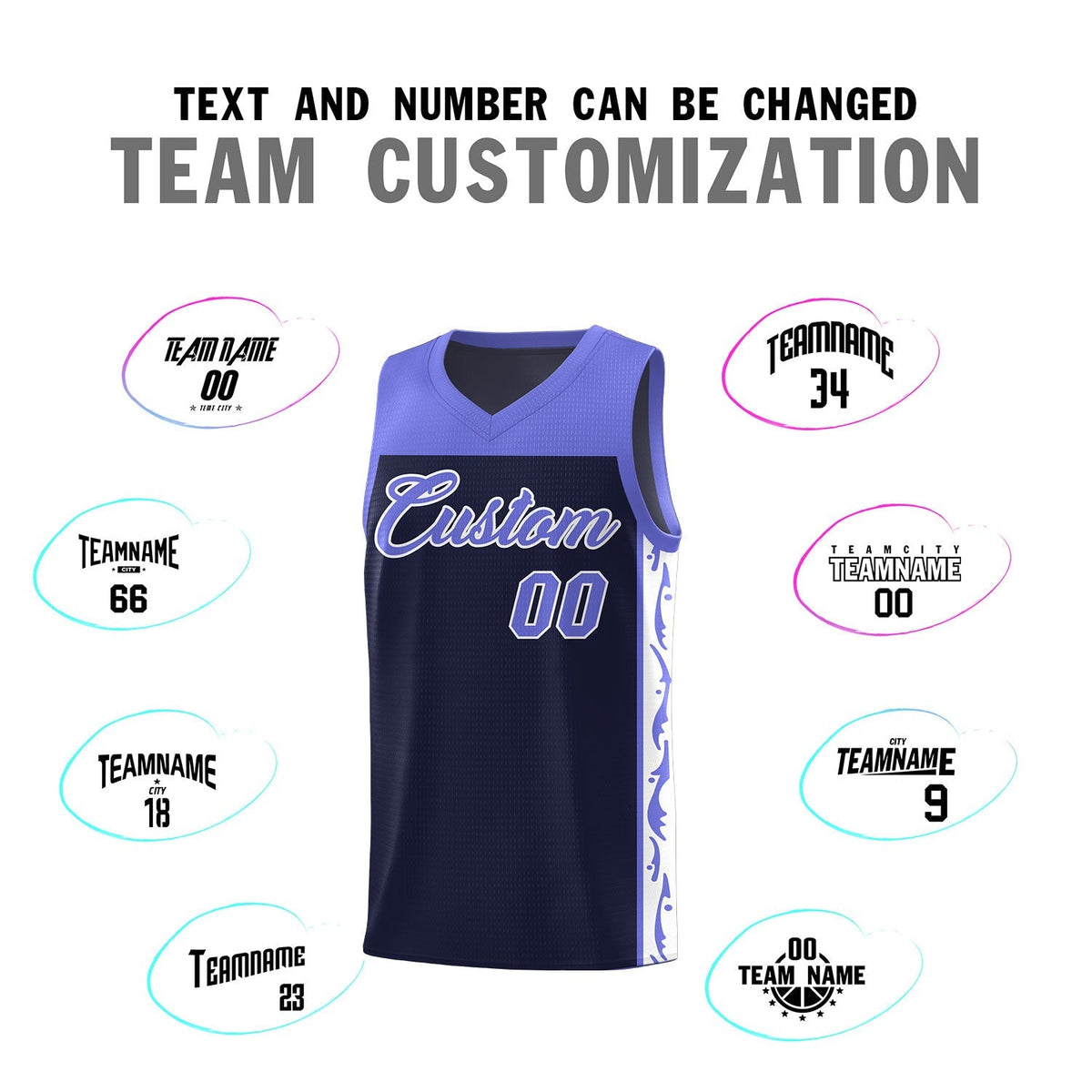 Custom Navy Side Pattern Sports Uniform Basketball Jersey|KXKSHOP