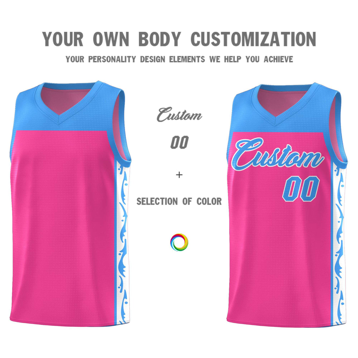 Custom Pink Side Pattern Sports Uniform Basketball Jersey|KXKSHOP
