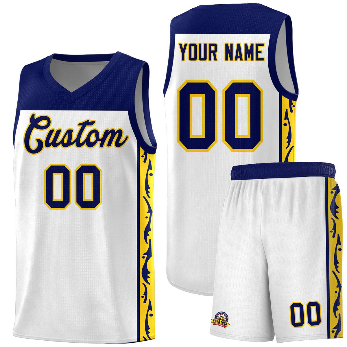 Custom White Side Pattern Sports Uniform Basketball Jersey|KXKSHOP