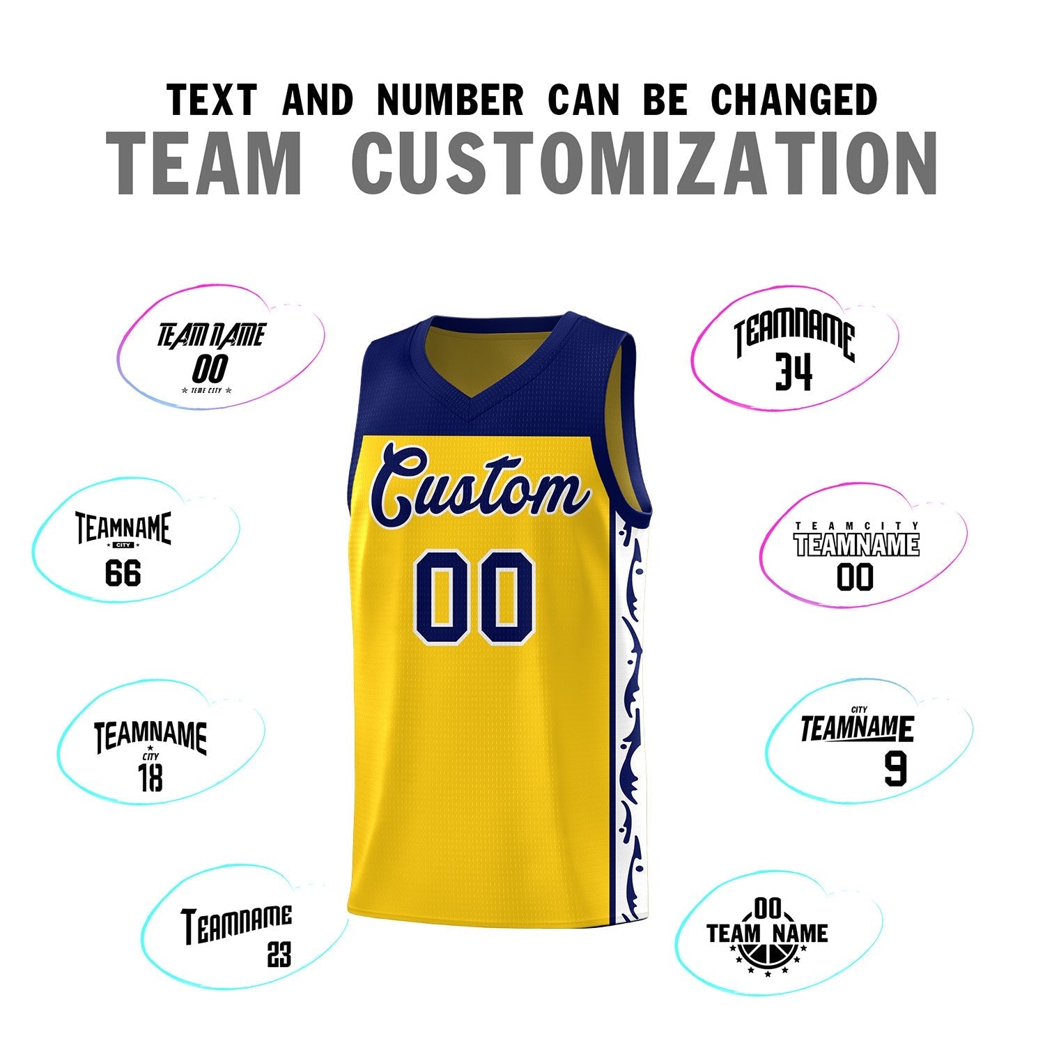 Custom Gold Side Pattern Sports Uniform Basketball Jersey|KXKSHOP