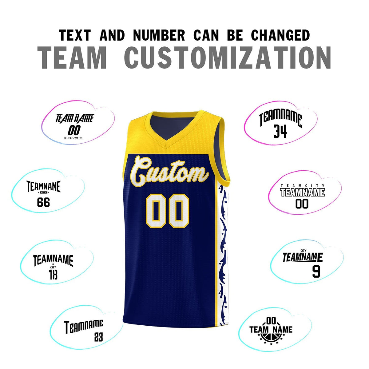 Custom Navy Side Pattern Sports Uniform Basketball Jersey|KXKSHOP