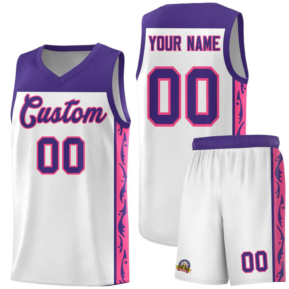 Custom White Side Pattern Sports Uniform Basketball Jersey|KXKSHOP