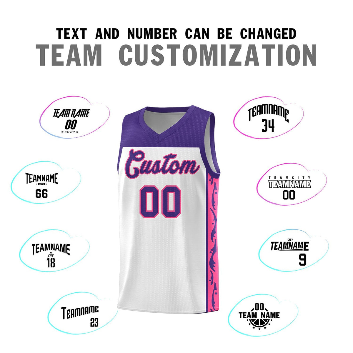 Custom White Side Pattern Sports Uniform Basketball Jersey|KXKSHOP