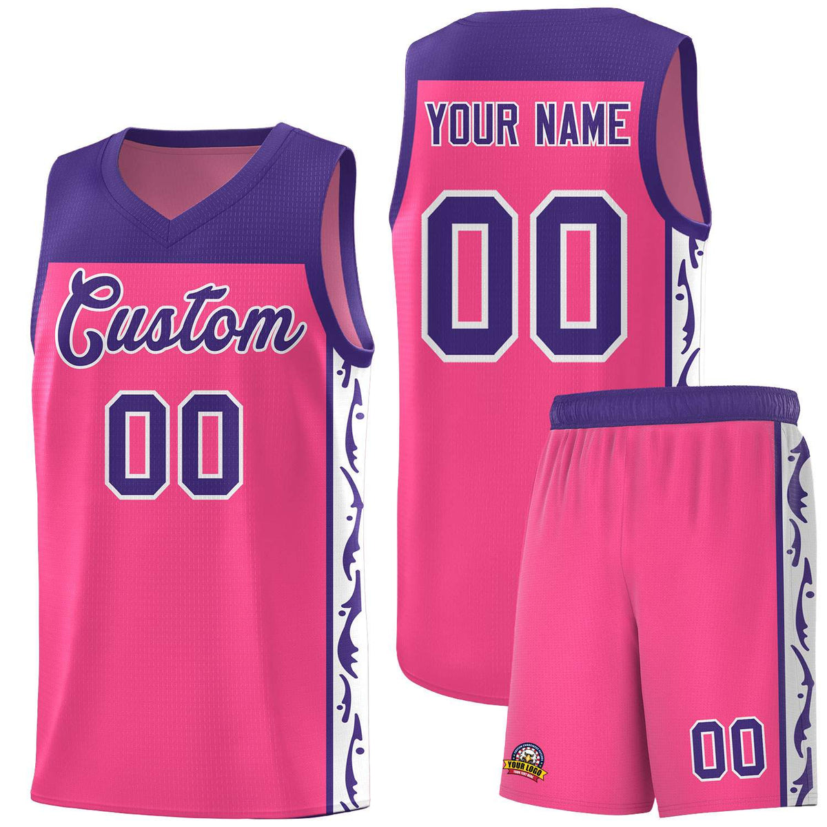 Custom Pink Side Pattern Sports Uniform Basketball Jersey|KXKSHOP