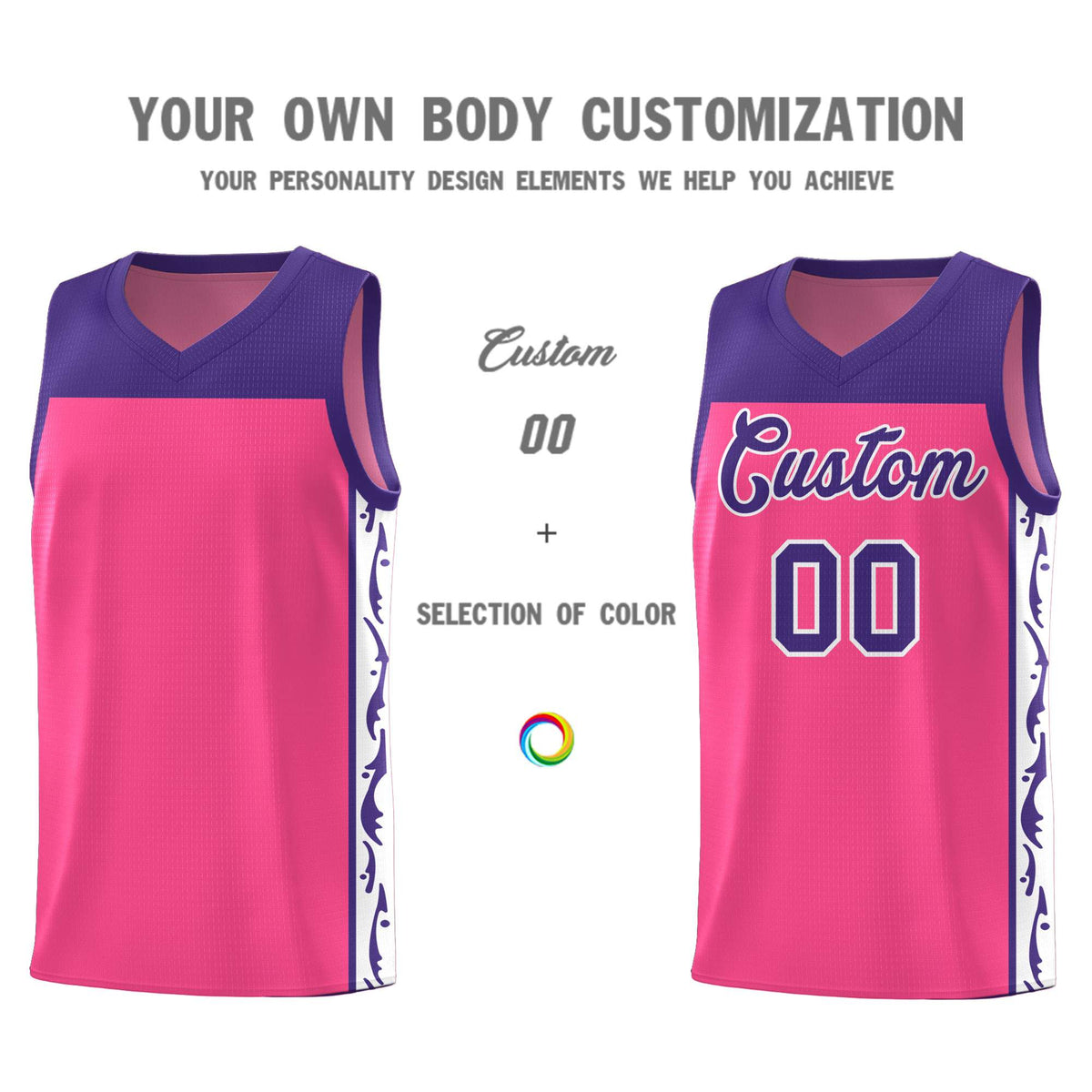 Custom Pink Side Pattern Sports Uniform Basketball Jersey|KXKSHOP