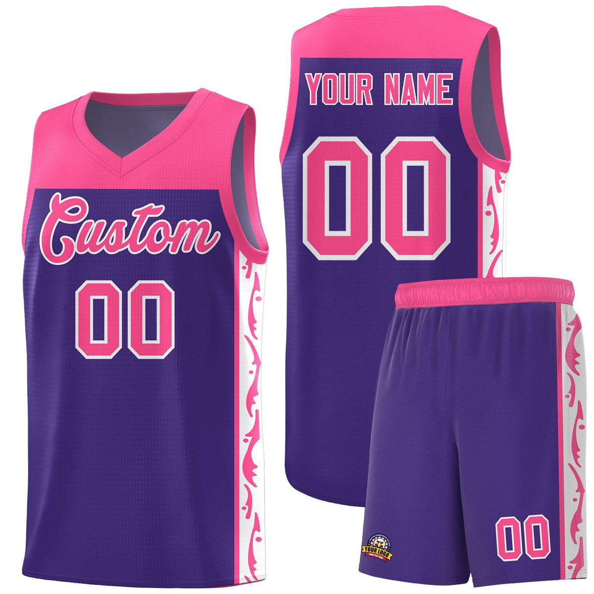 Custom Purple Side Pattern Sports Uniform Basketball Jersey|KXKSHOP