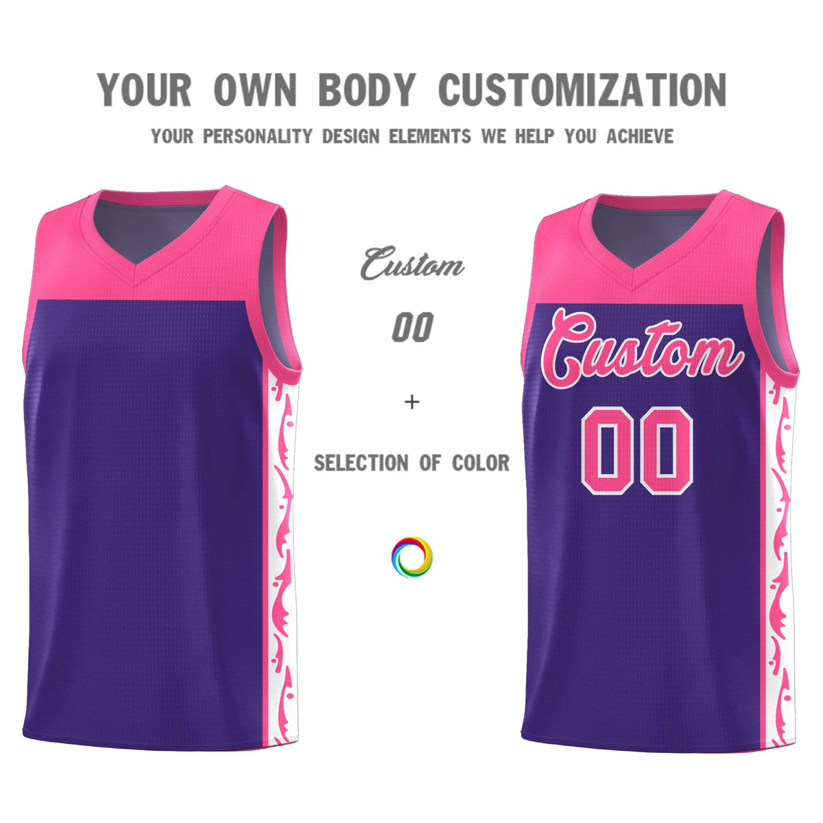 Custom Purple Side Pattern Sports Uniform Basketball Jersey|KXKSHOP
