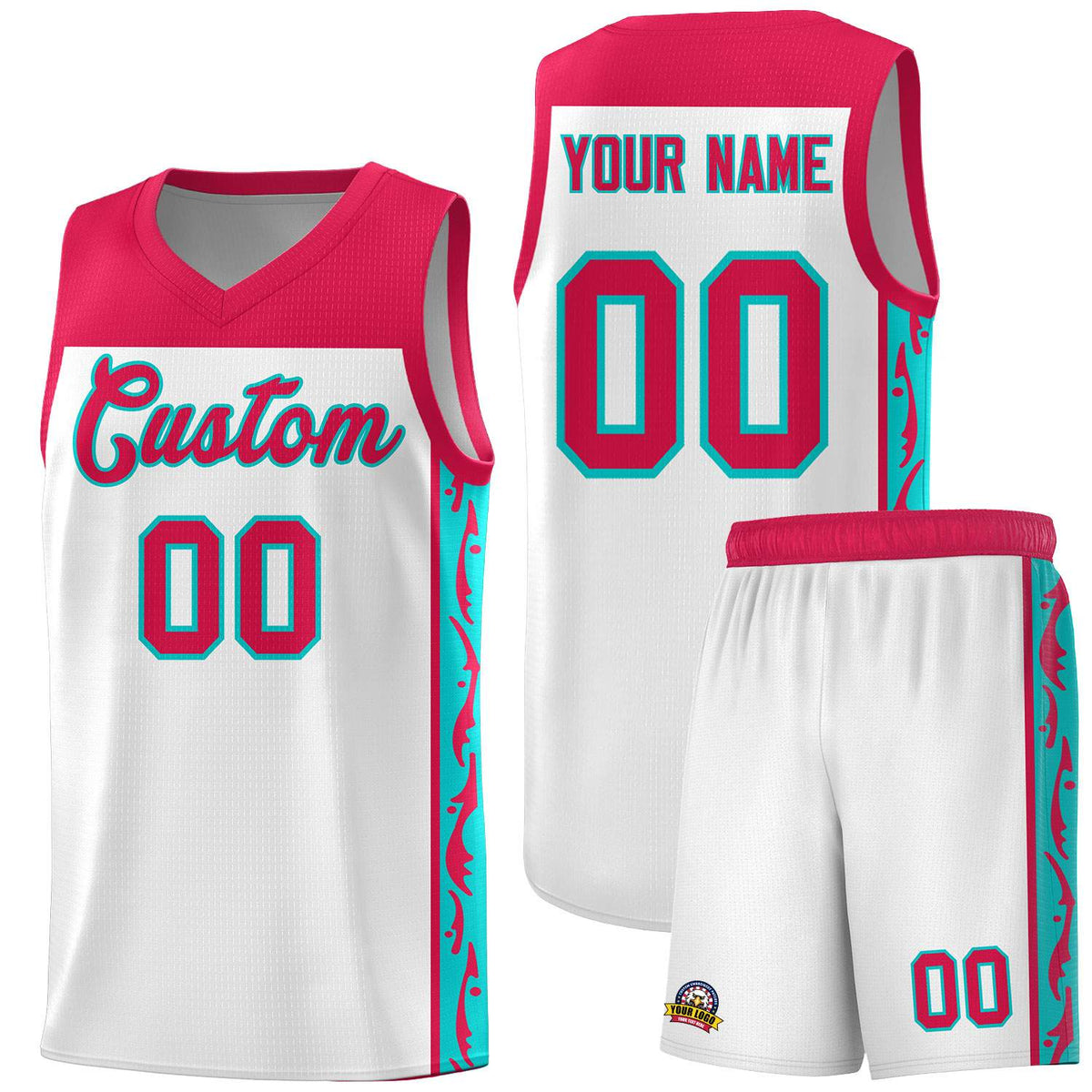 Custom White Side Pattern Sports Uniform Basketball Jersey|KXKSHOP