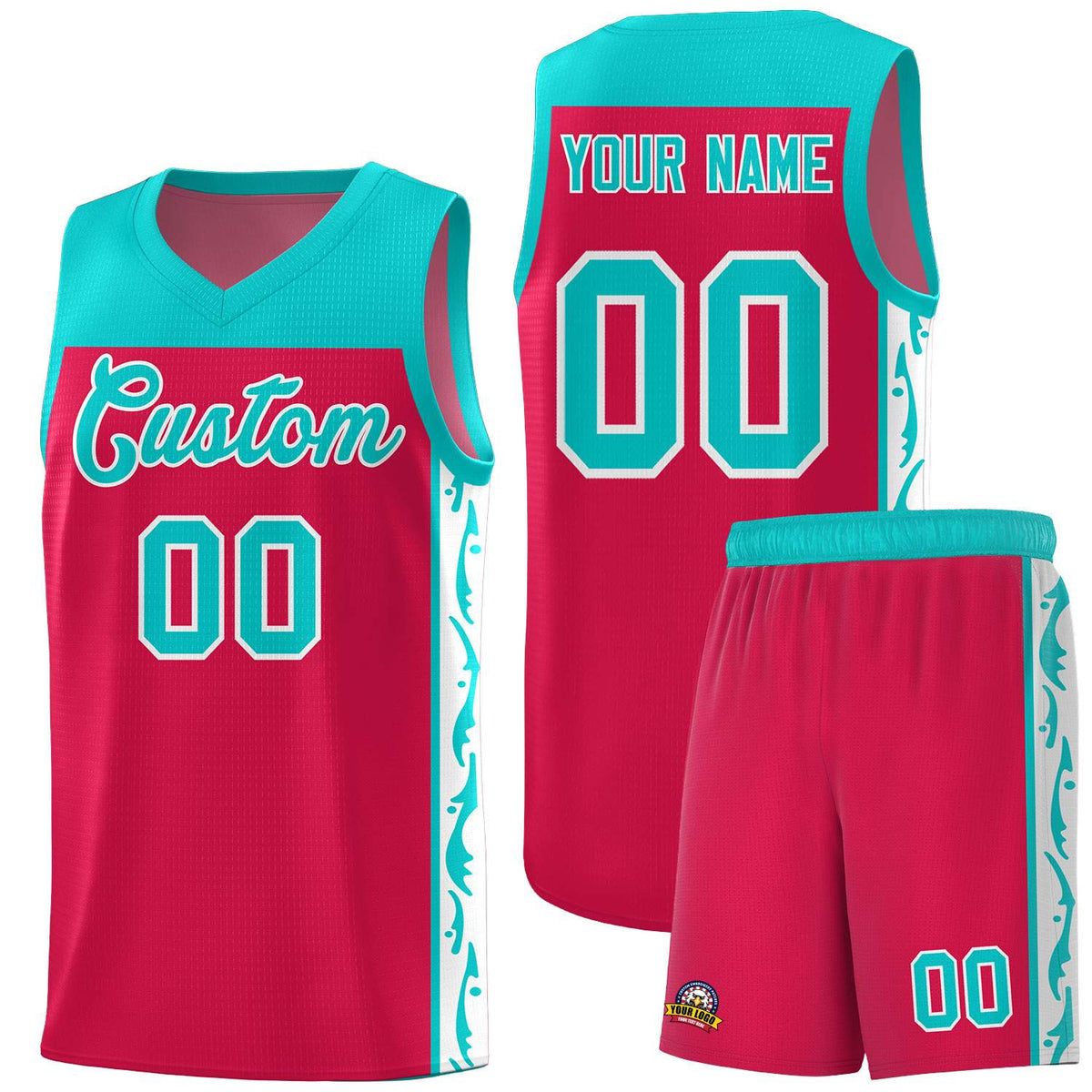 Custom Red Side Pattern Sports Uniform Basketball Jersey|KXKSHOP