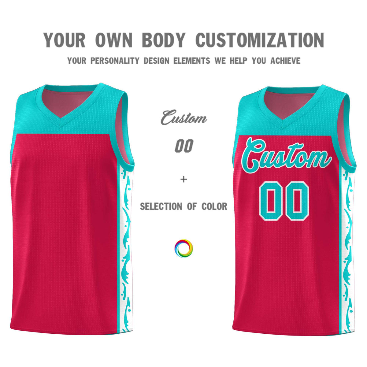Custom Red Side Pattern Sports Uniform Basketball Jersey|KXKSHOP