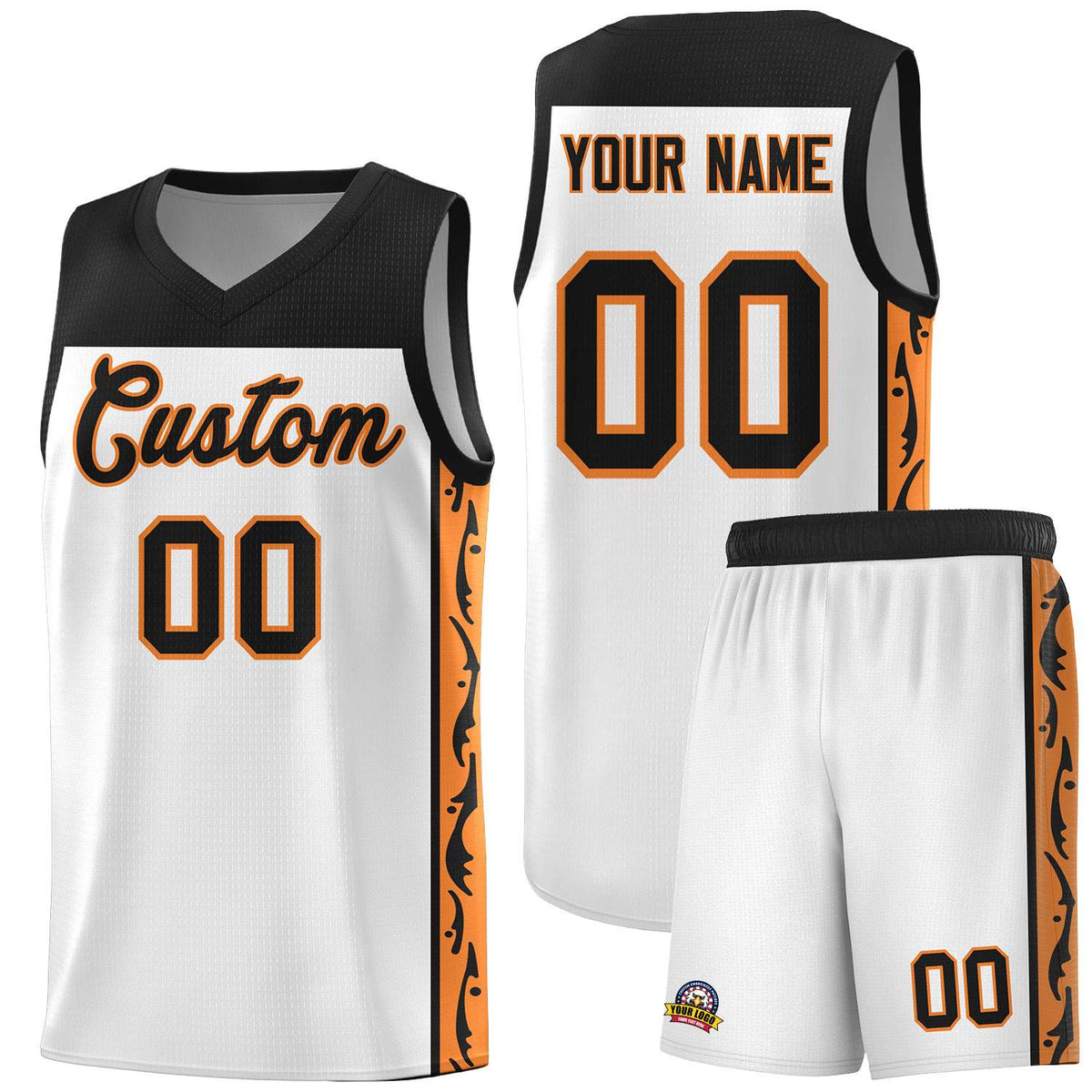 Custom White Side Pattern Sports Uniform Basketball Jersey|KXKSHOP