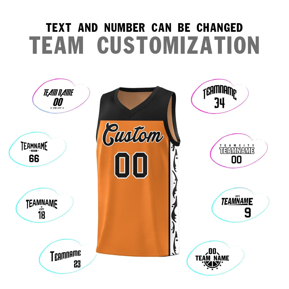 Custom Gold Orange Side Pattern Sports Uniform Basketball Jersey|KXKSHOP