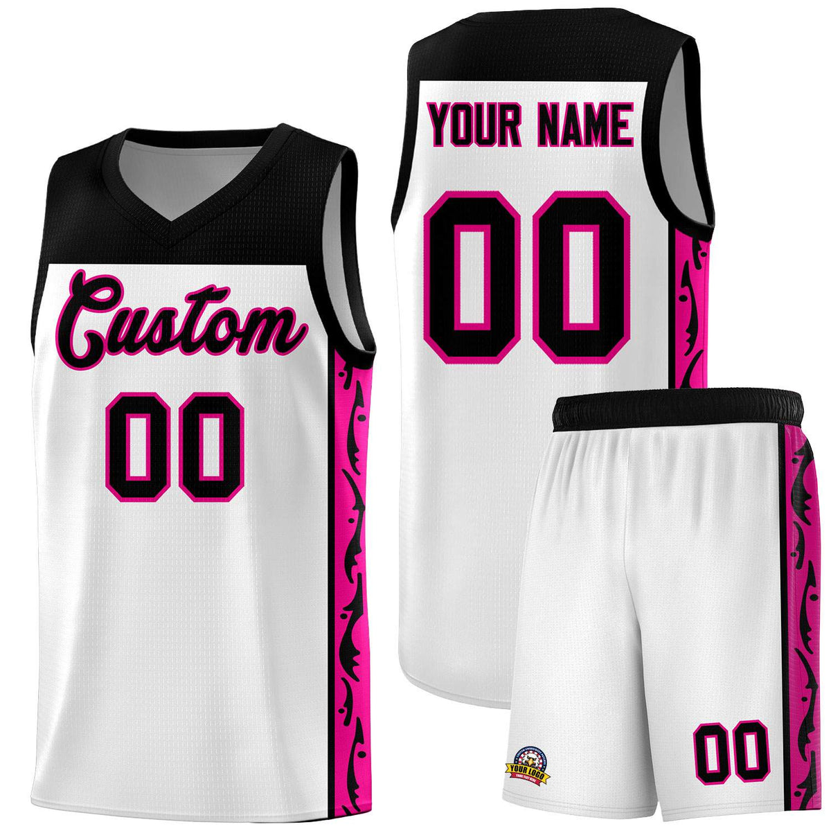 Custom White Side Pattern Sports Uniform Basketball Jersey|KXKSHOP