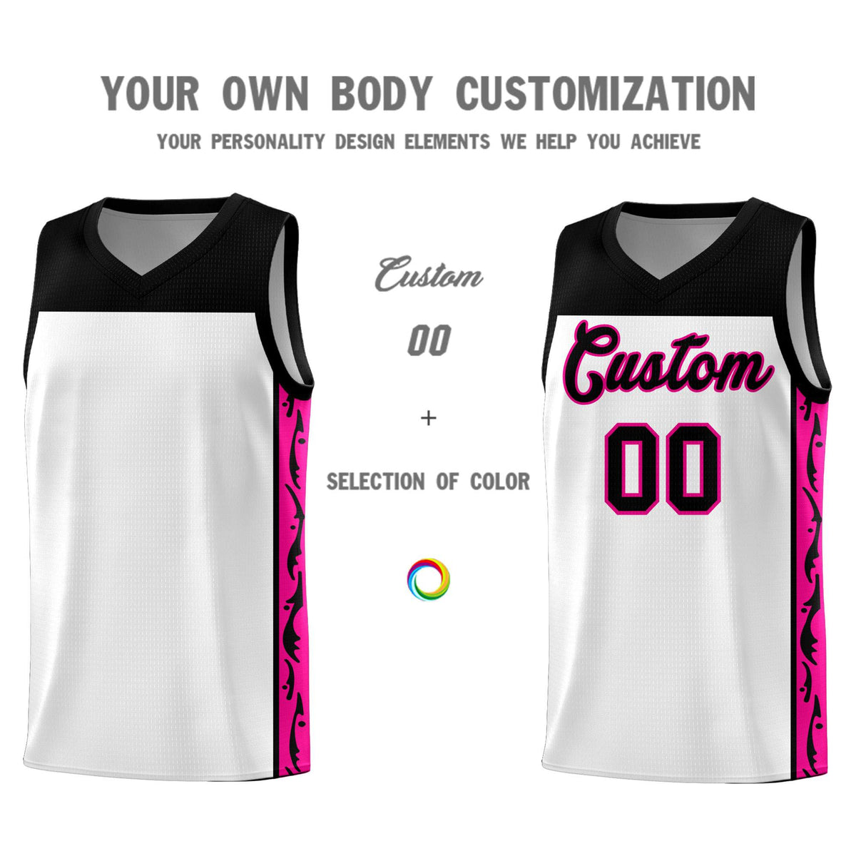 Custom White Side Pattern Sports Uniform Basketball Jersey|KXKSHOP