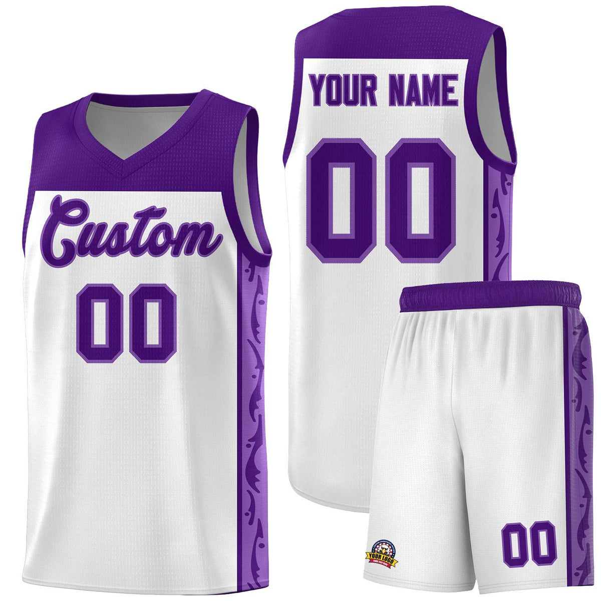 Custom White Side Pattern Sports Uniform Basketball Jersey|KXKSHOP