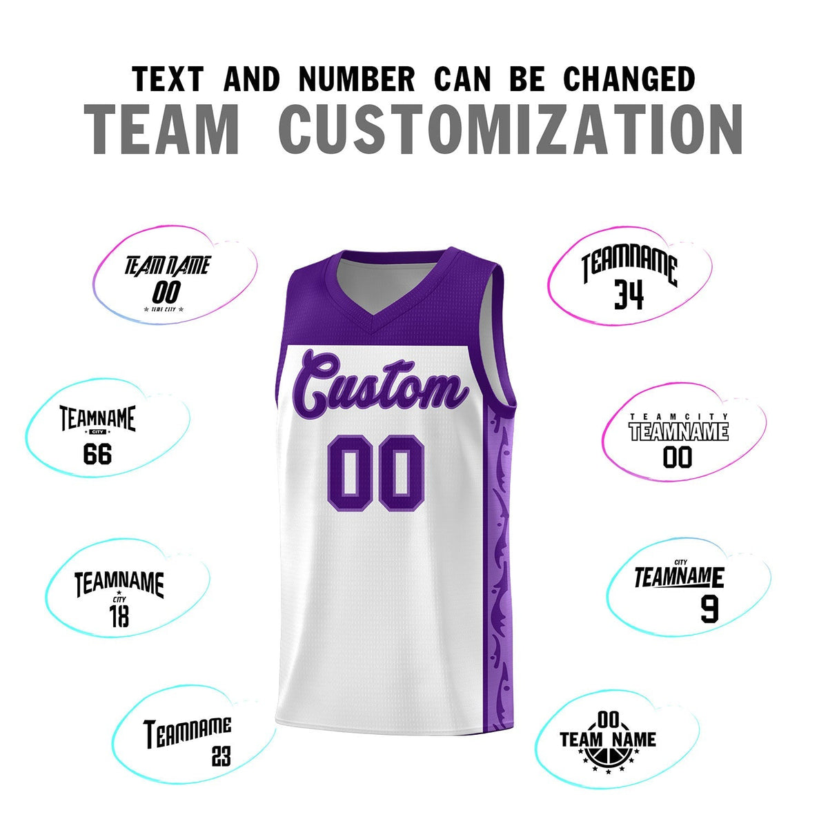 Custom White Side Pattern Sports Uniform Basketball Jersey|KXKSHOP