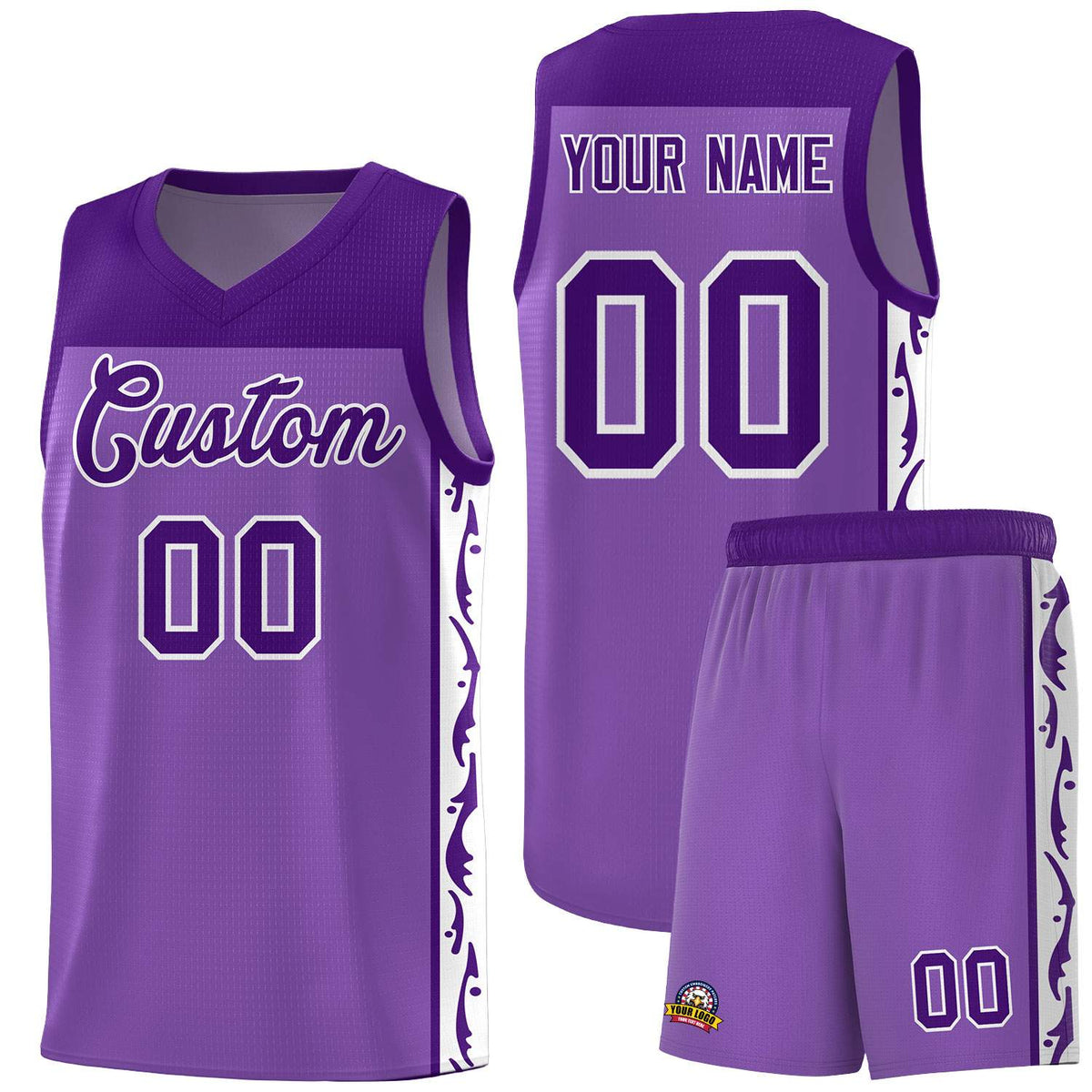 Custom Purple Side Pattern Sports Uniform Basketball Jersey|KXKSHOP