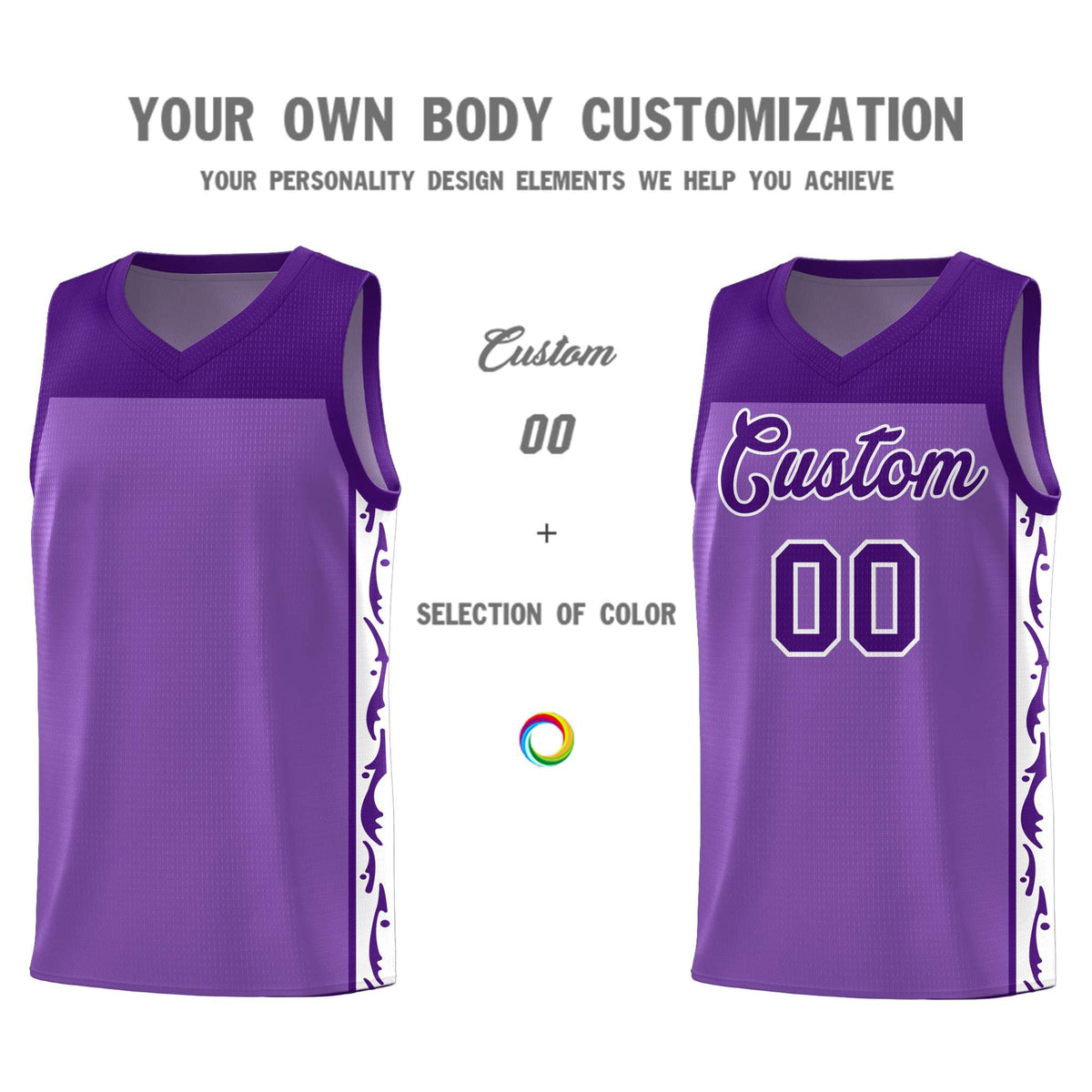 Custom Purple Side Pattern Sports Uniform Basketball Jersey|KXKSHOP