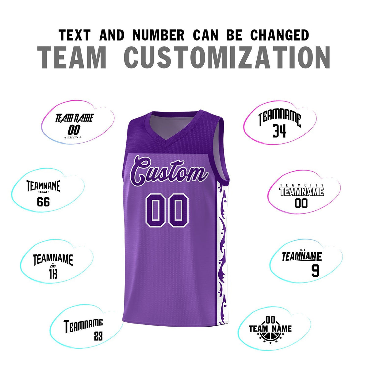 Custom Purple Side Pattern Sports Uniform Basketball Jersey|KXKSHOP