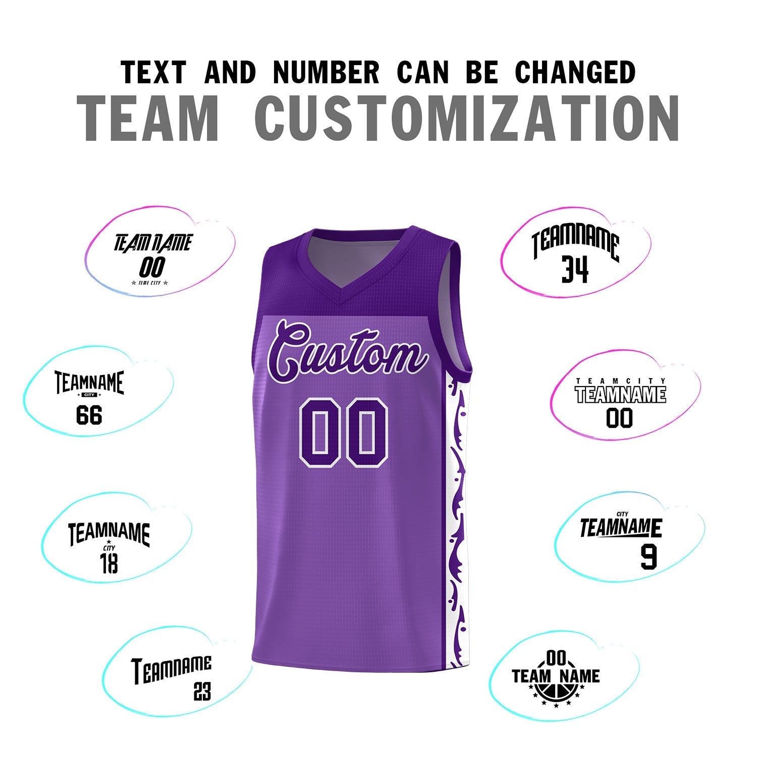 Custom Purple Side Pattern Sports Uniform Basketball Jersey|KXKSHOP