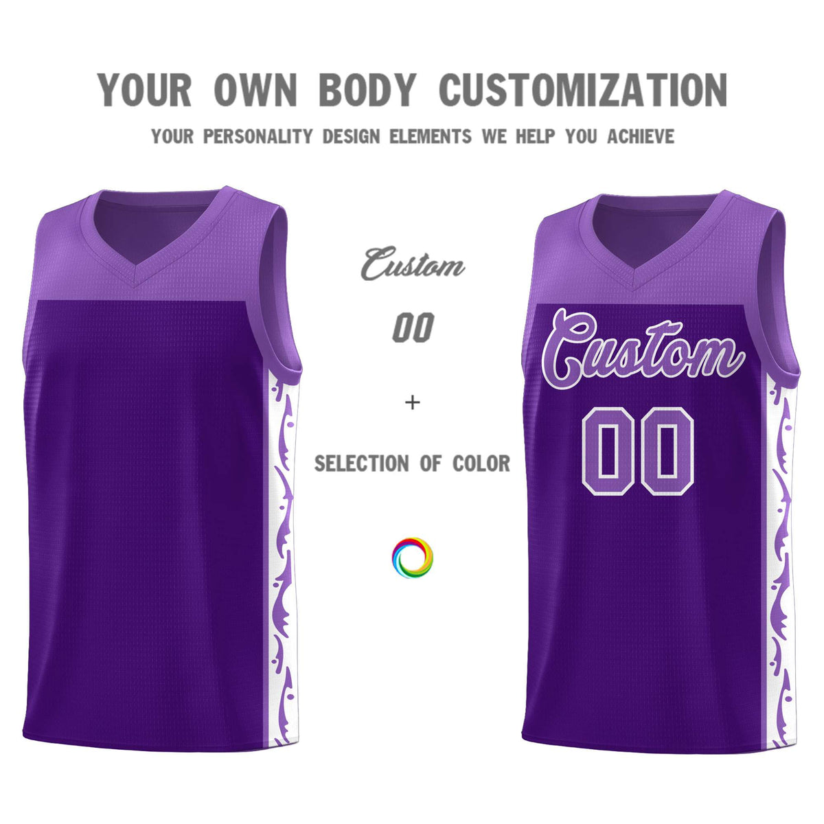 Custom Purple Side Pattern Sports Uniform Basketball Jersey|KXKSHOP