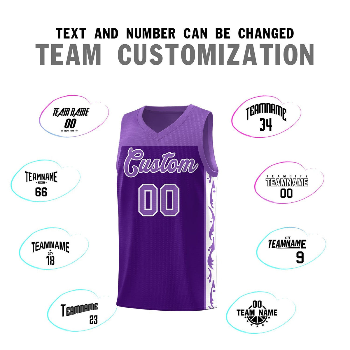 Custom Purple Side Pattern Sports Uniform Basketball Jersey|KXKSHOP