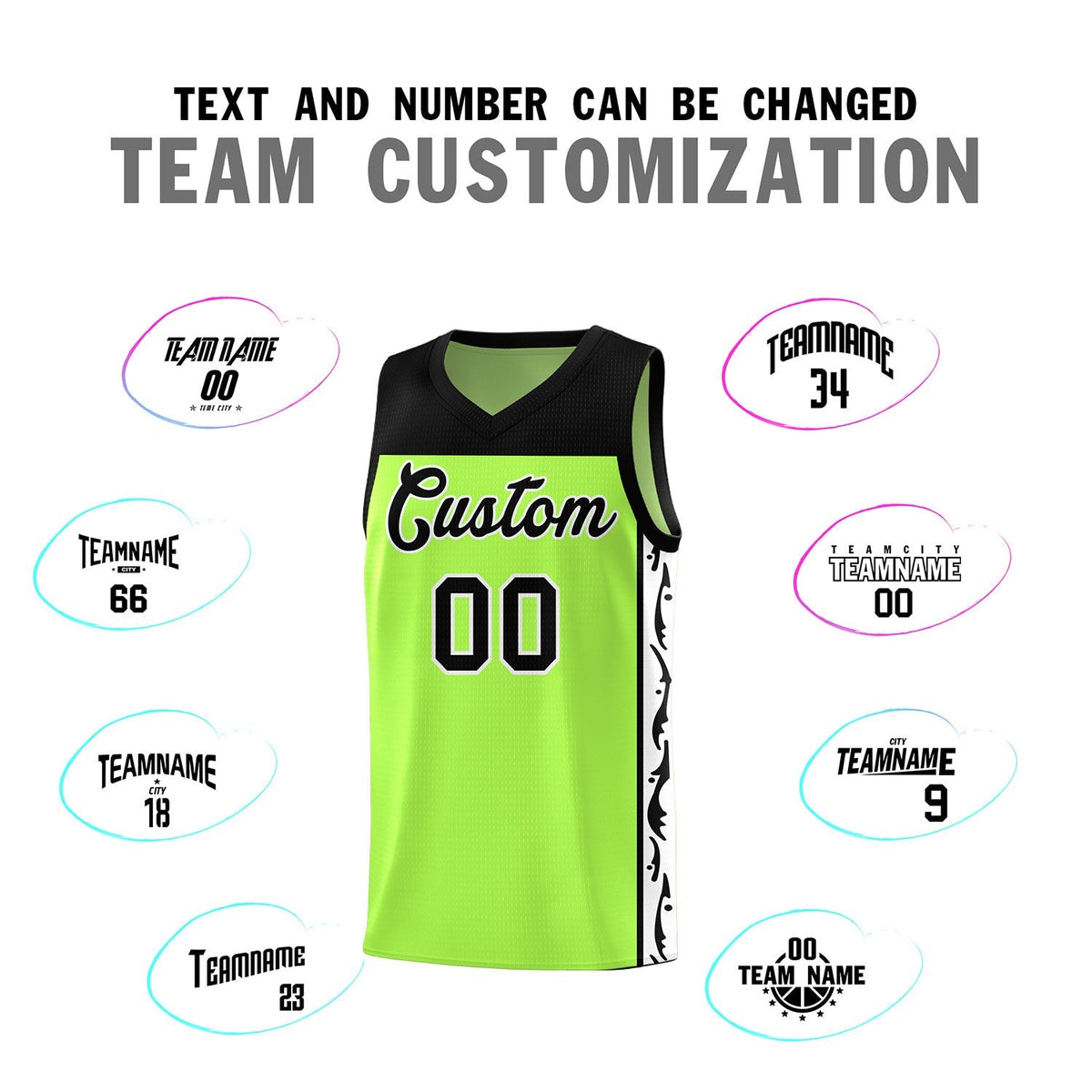 Custom Neon Green Side Pattern Sports Uniform Basketball Jersey|KXKSHOP