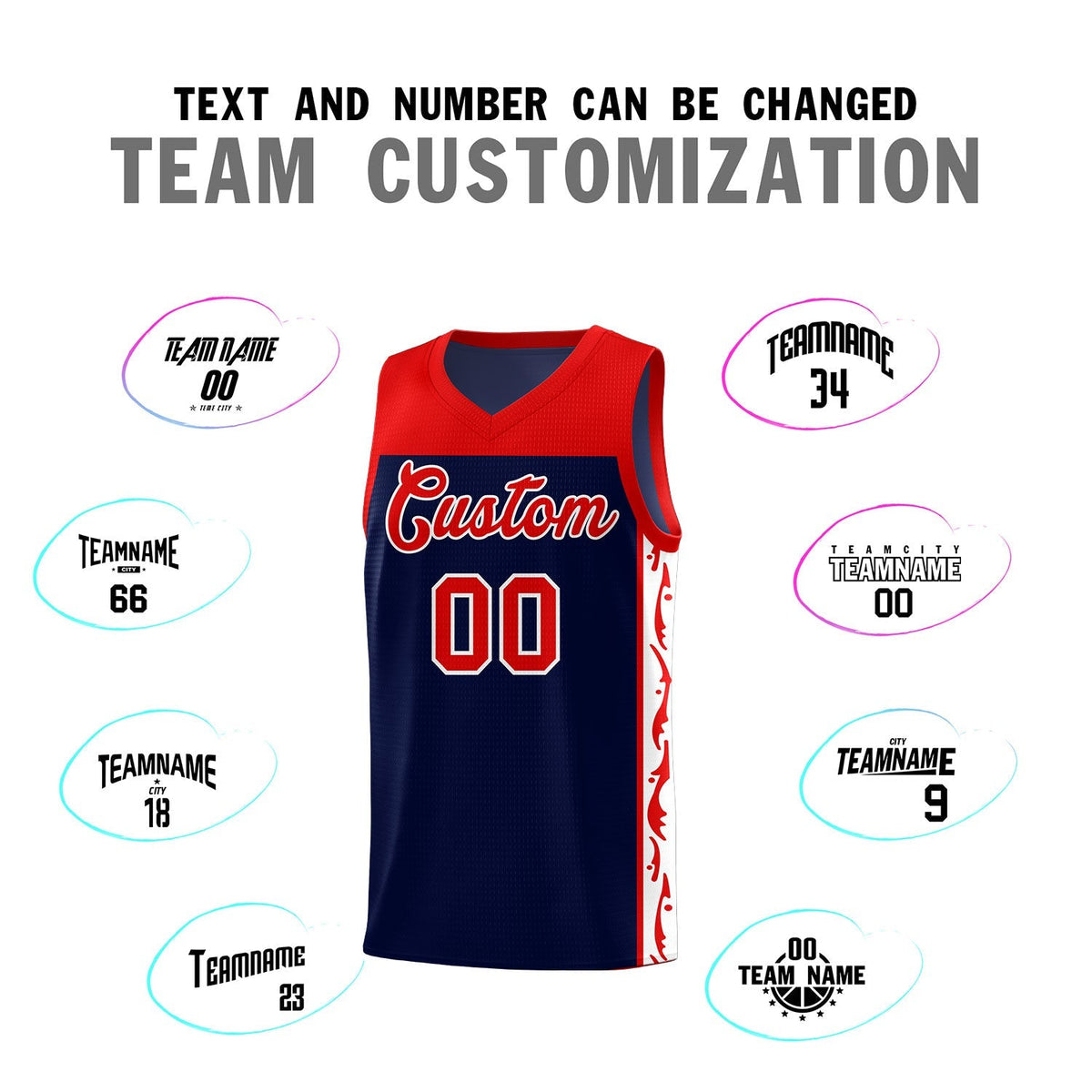 Custom Navy Side Pattern Sports Uniform Basketball Jersey|KXKSHOP