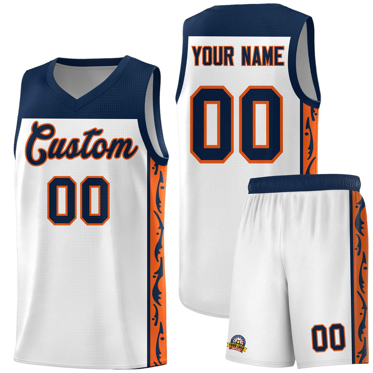 Custom White Side Pattern Sports Uniform Basketball Jersey|KXKSHOP