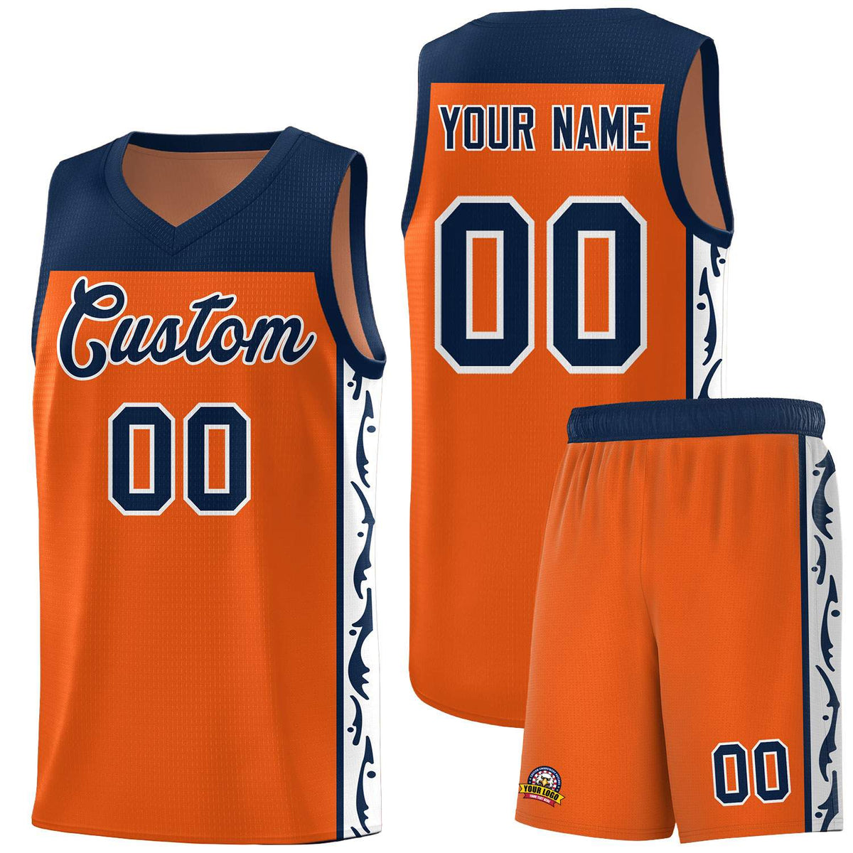 Custom Orange Side Pattern Sports Uniform Basketball Jersey|KXKSHOP