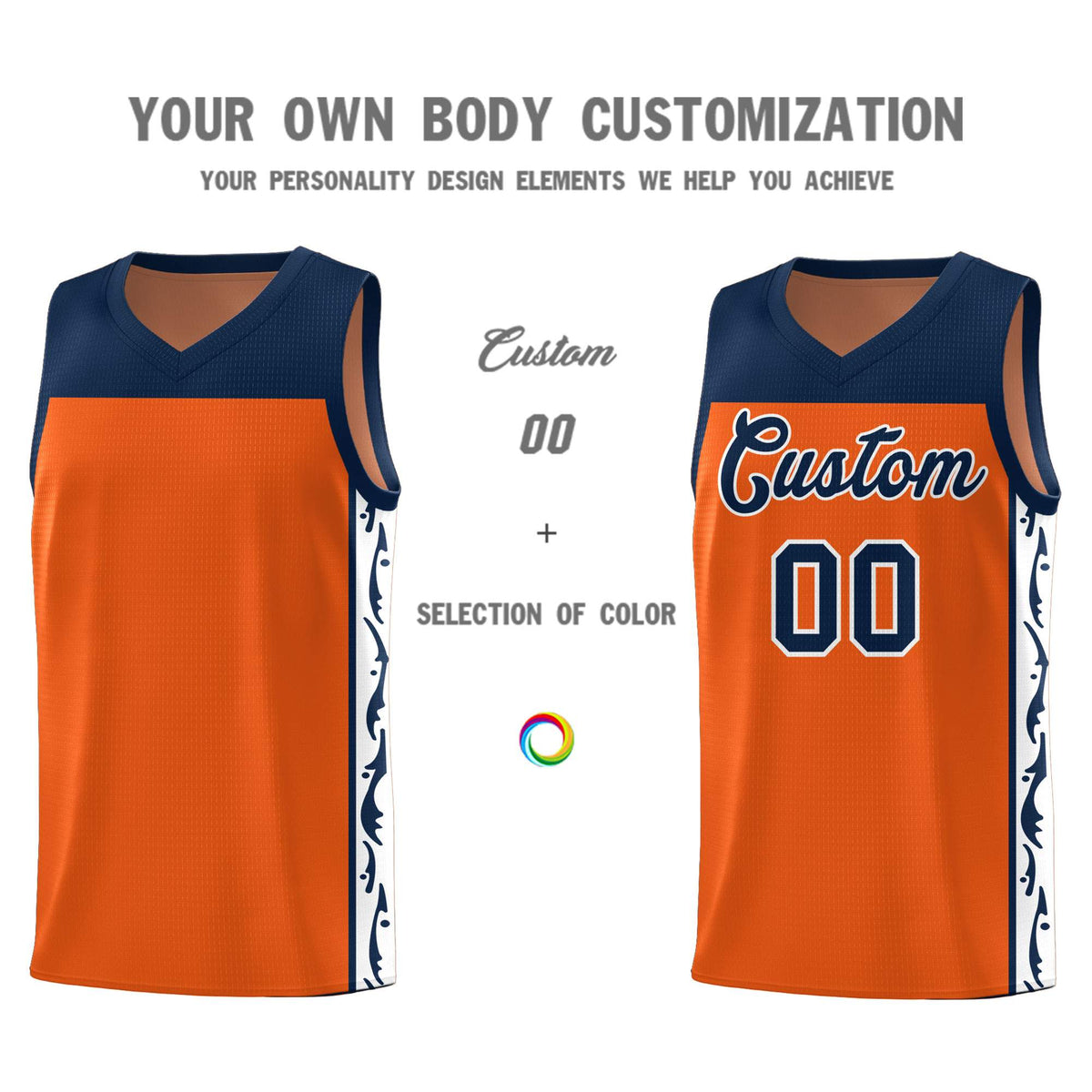 Custom Orange Side Pattern Sports Uniform Basketball Jersey|KXKSHOP