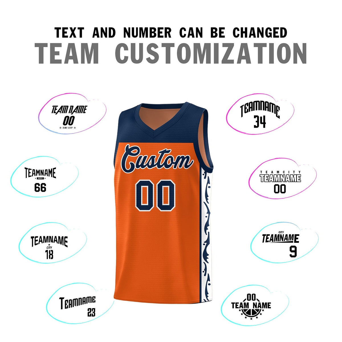 Custom Orange Side Pattern Sports Uniform Basketball Jersey|KXKSHOP