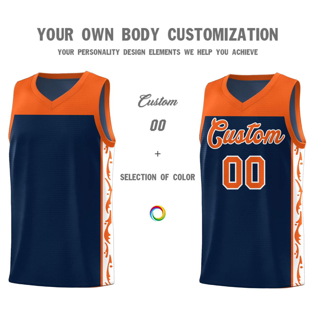 Custom Navy Side Pattern Sports Uniform Basketball Jersey|KXKSHOP