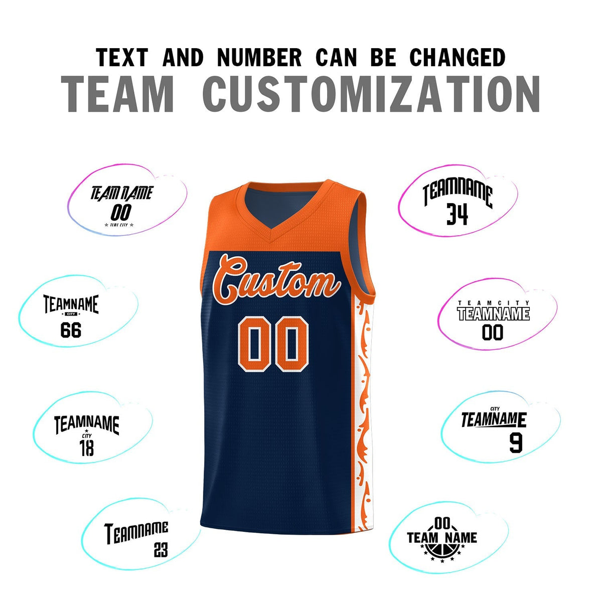 Custom Navy Side Pattern Sports Uniform Basketball Jersey|KXKSHOP