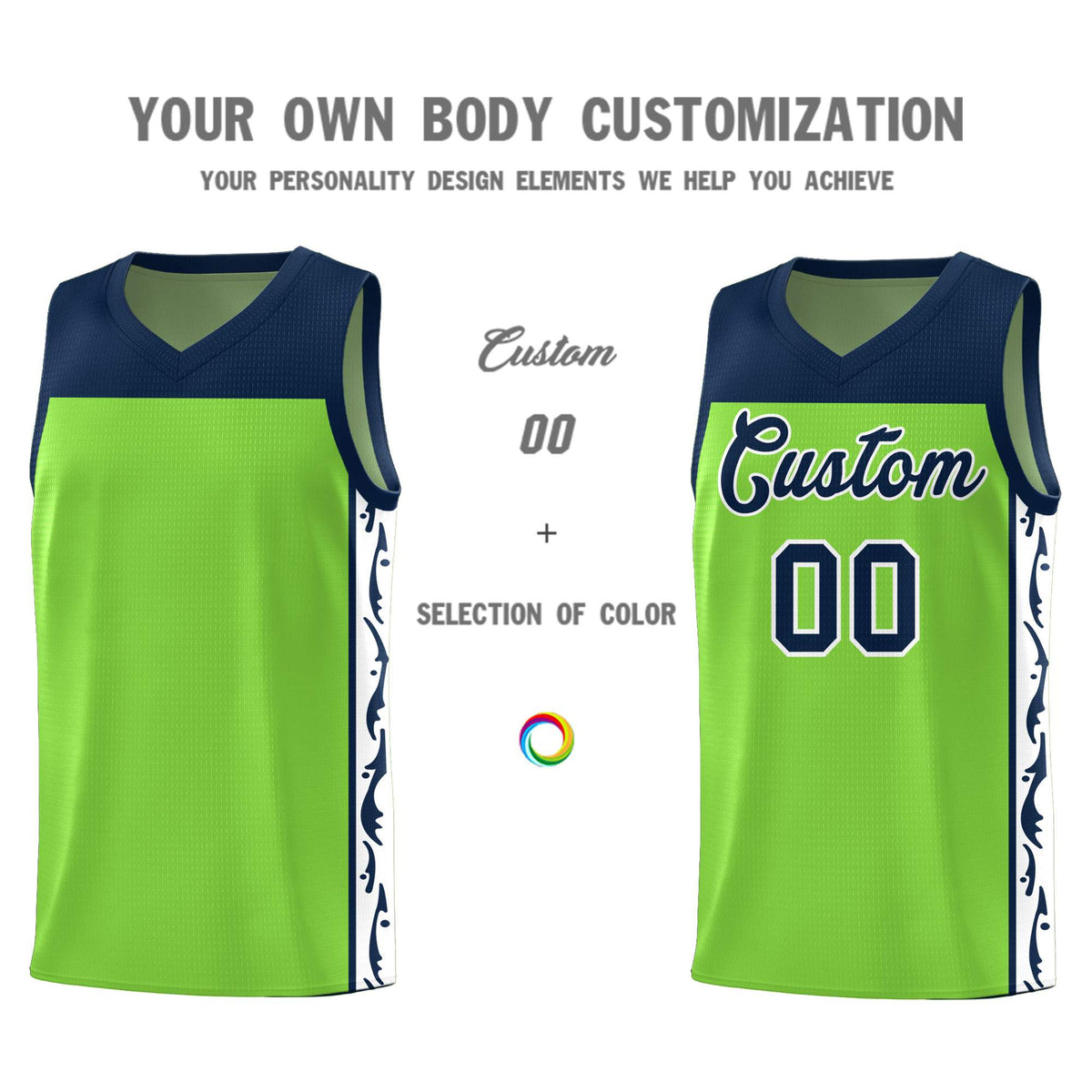 Custom Neon Green Side Pattern Sports Uniform Basketball Jersey|KXKSHOP