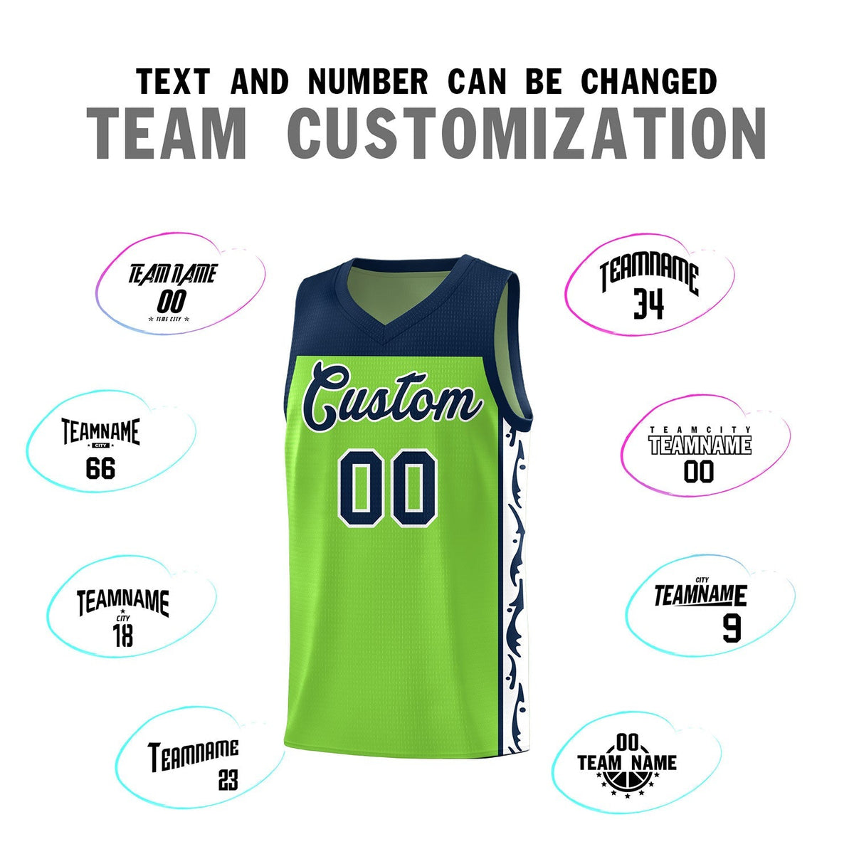 Custom Neon Green Side Pattern Sports Uniform Basketball Jersey|KXKSHOP