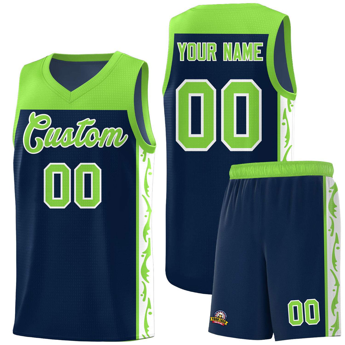 Custom Navy Side Pattern Sports Uniform Basketball Jersey|KXKSHOP
