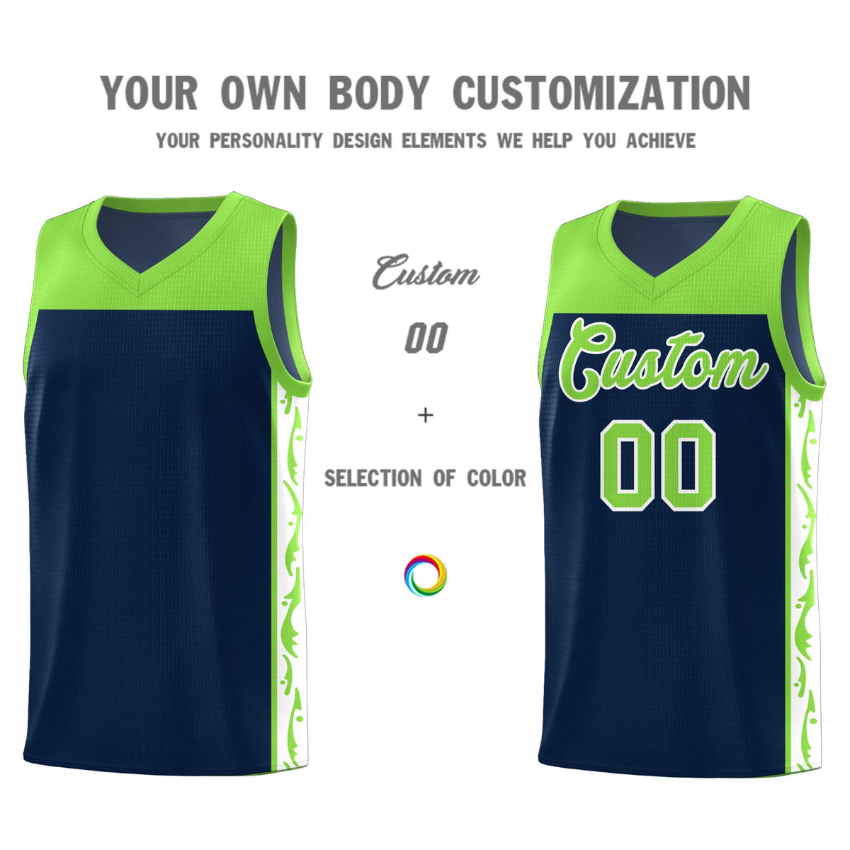 Custom Navy Side Pattern Sports Uniform Basketball Jersey|KXKSHOP