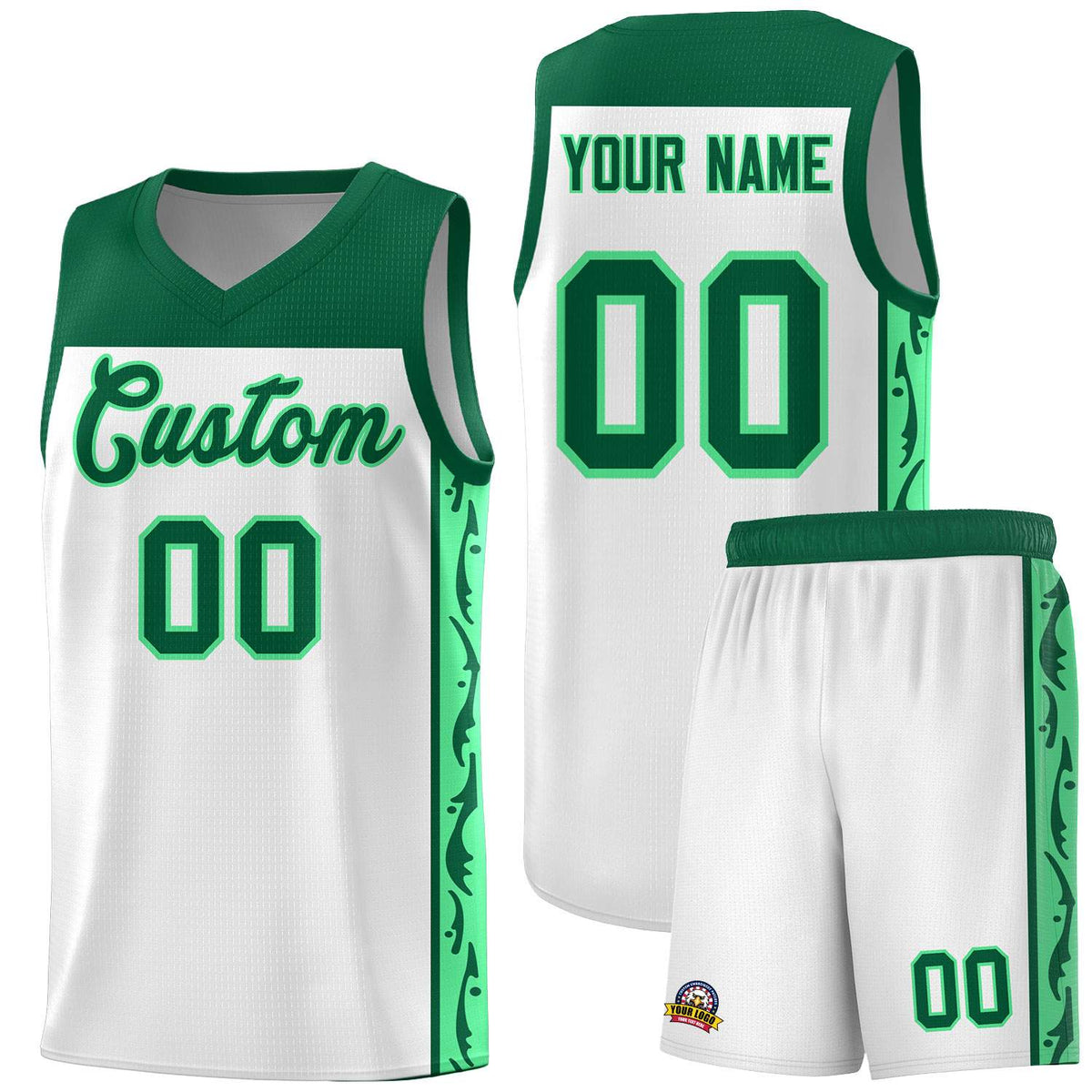 Custom White Side Pattern Sports Uniform Basketball Jersey|KXKSHOP