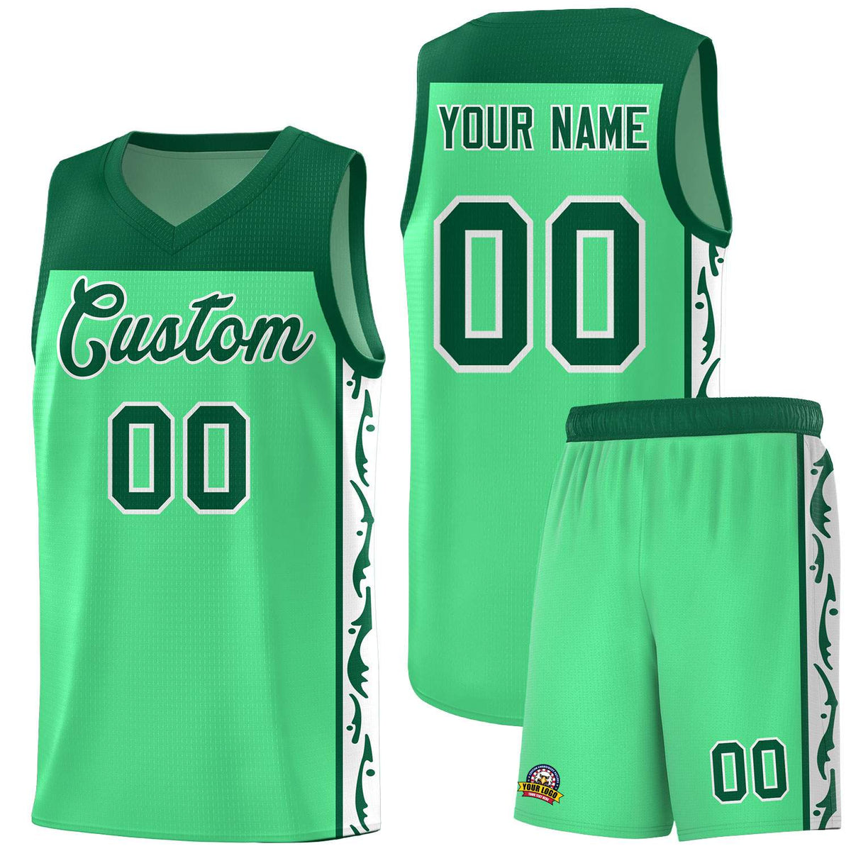 Custom Bright Green Side Pattern Sports Uniform Basketball Jersey|KXKSHOP
