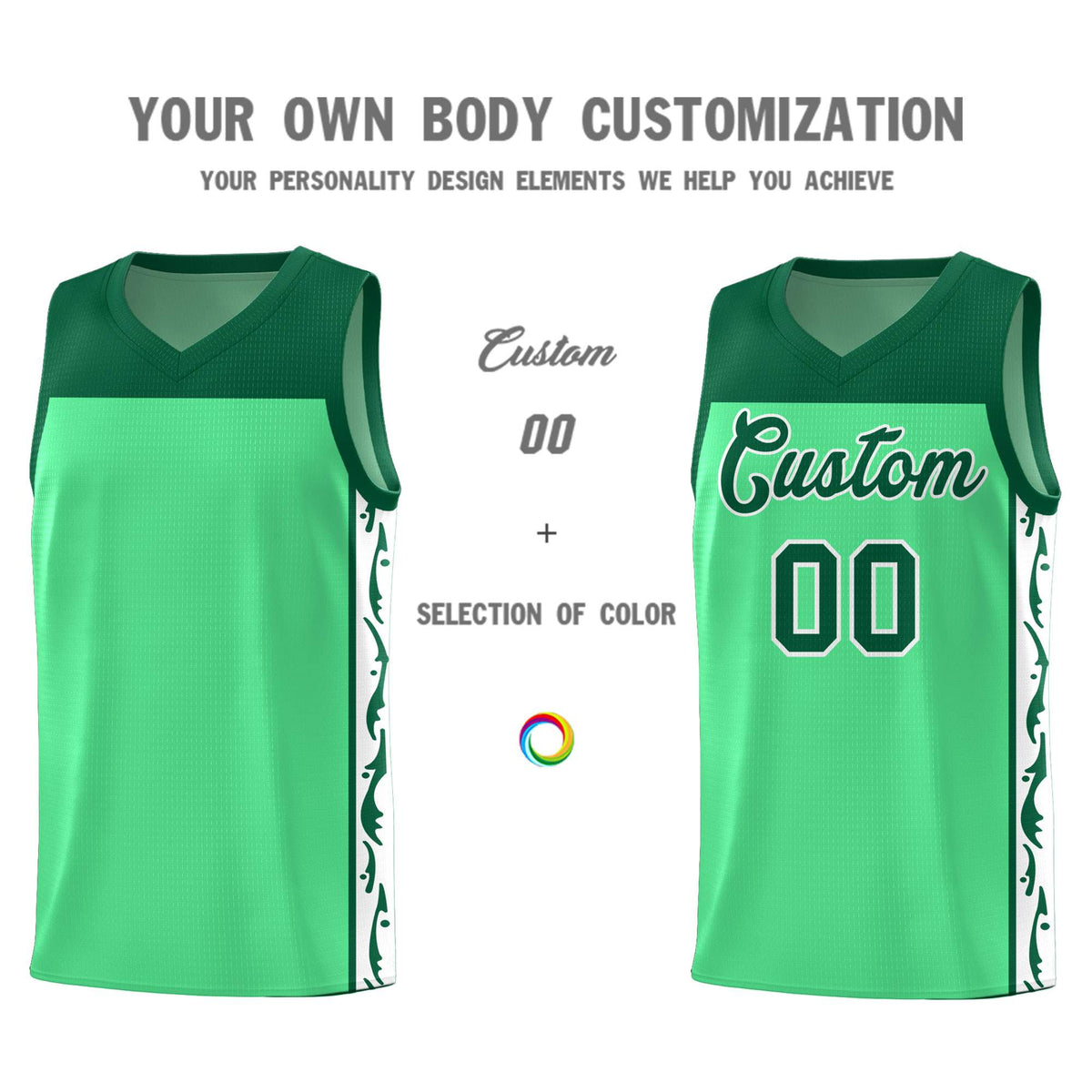 Custom Bright Green Side Pattern Sports Uniform Basketball Jersey|KXKSHOP