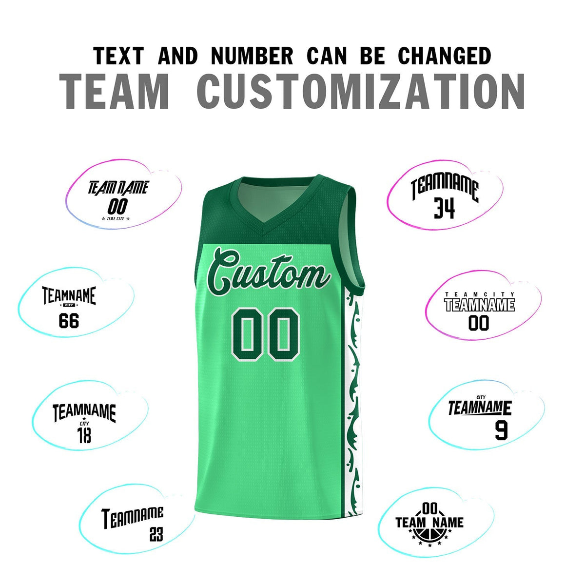 Custom Bright Green Side Pattern Sports Uniform Basketball Jersey|KXKSHOP