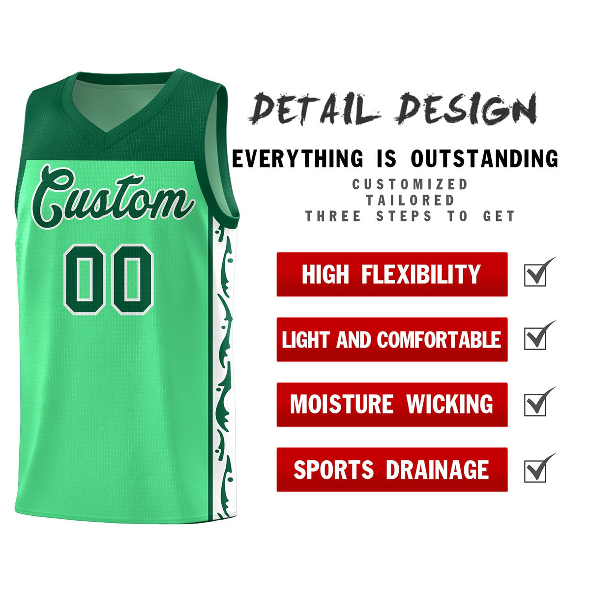 Custom Bright Green Side Pattern Sports Uniform Basketball Jersey|KXKSHOP