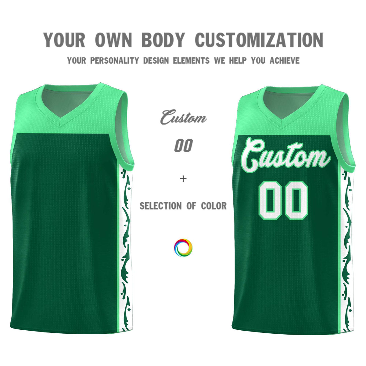 Custom Kelly Green Side Pattern Sports Uniform Basketball Jersey|KXKSHOP
