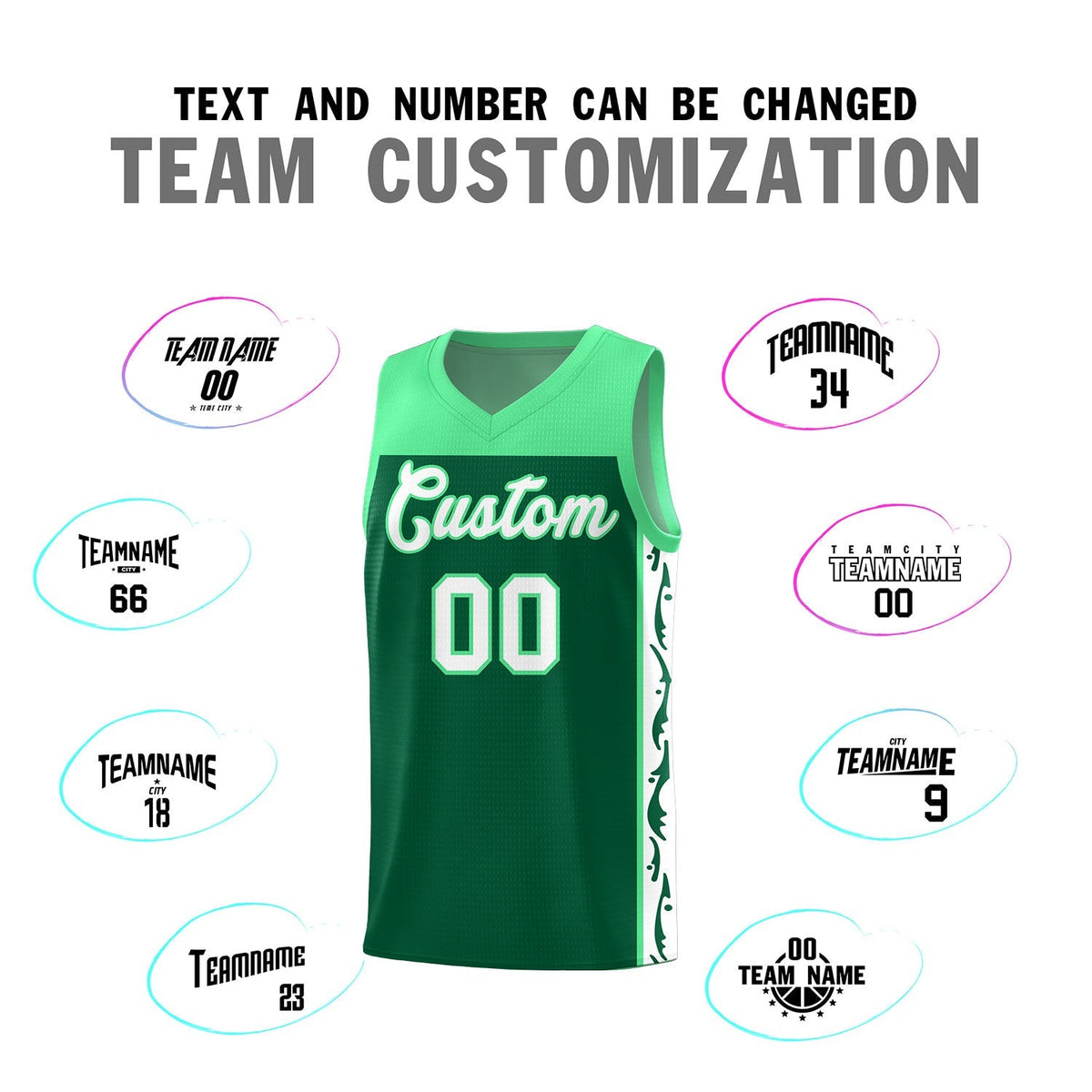 Custom Kelly Green Side Pattern Sports Uniform Basketball Jersey|KXKSHOP