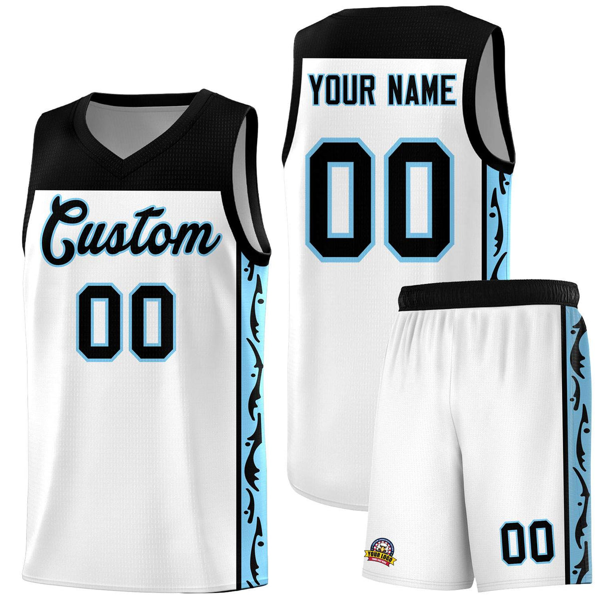 Custom White Side Pattern Sports Uniform Basketball Jersey|KXKSHOP