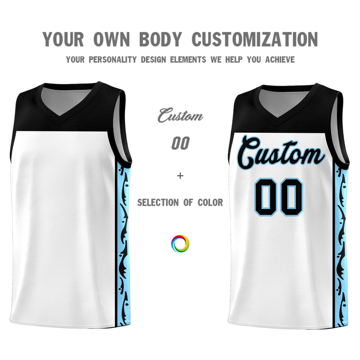 Custom White Side Pattern Sports Uniform Basketball Jersey|KXKSHOP